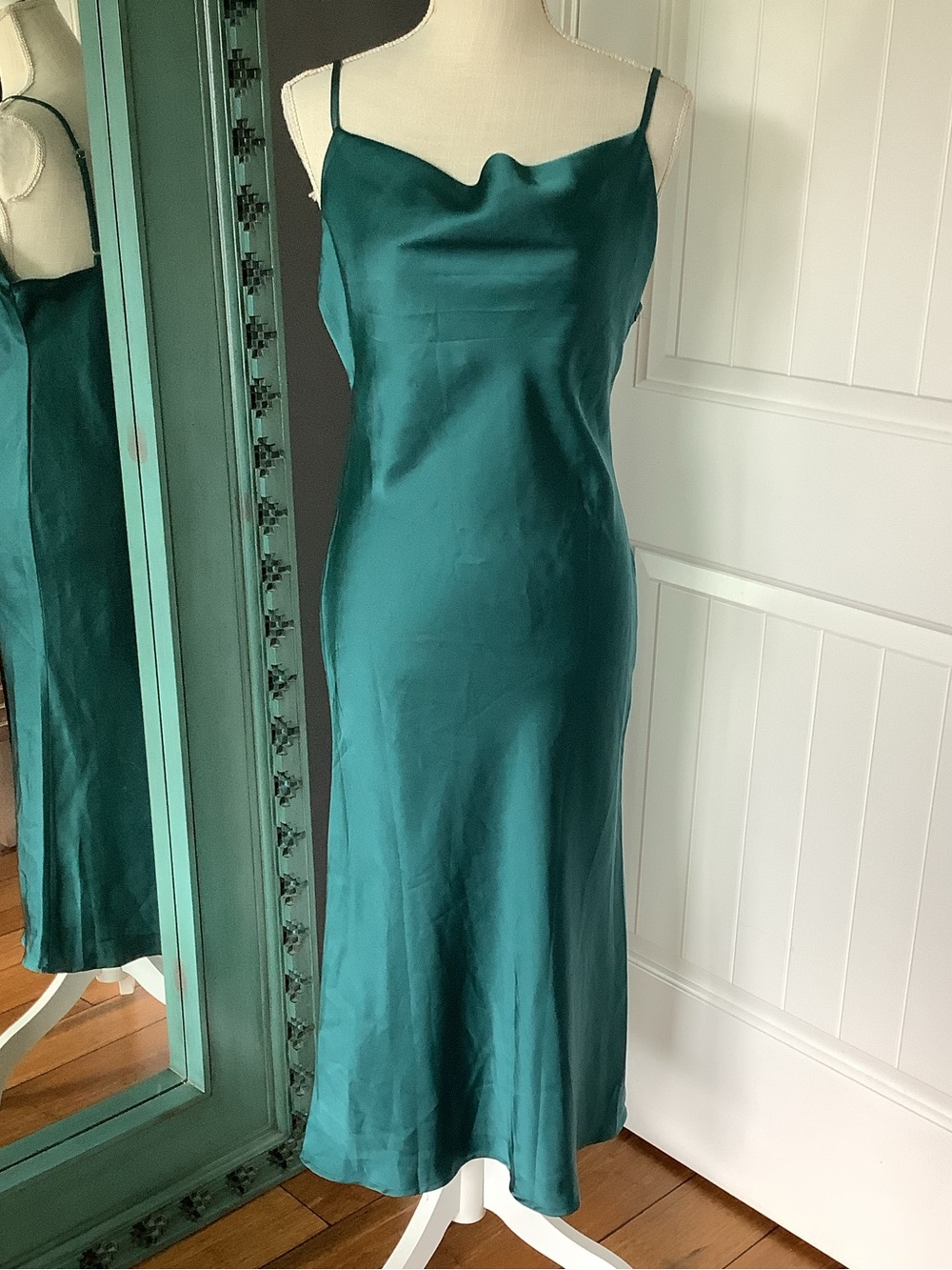 UTNISAN Emerald Slip Dress with Cowl Neck- NWT